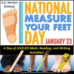 Measuring To Nearest Inch January Print and Go LEVELED Worksheets with Visuals